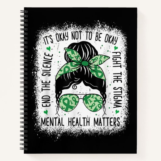 メンタルヘルス問題Messy Bunメンタルヘルス戦争 ノートブック (正面)