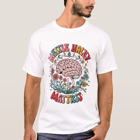 メンタルヘルス問題Tシャツ – カラフル Brain and Tシャツ (正面)