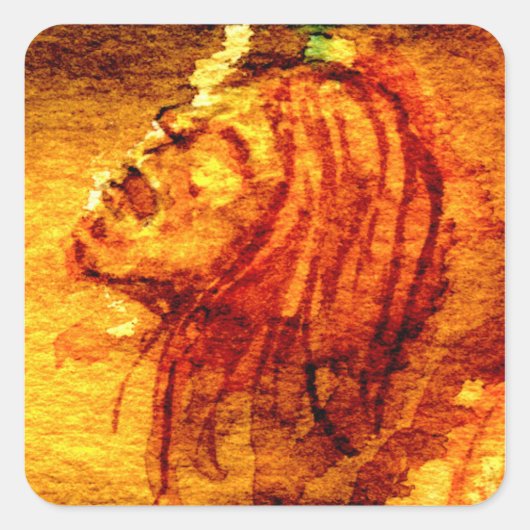 メンタルヘルス悲しみ水絵を描色 スクエアシール (正面)