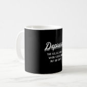 メンタルヘルス抑制感じコーヒーを飲む コーヒーマグカップ (正面左)