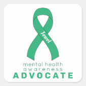 メンタルヘルス提唱者ホワイトスクエアステッカー スクエアシール (正面)