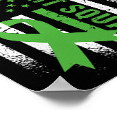 メンタルヘルス班認識度米国国旗のグリーンリボン ポスター (角)