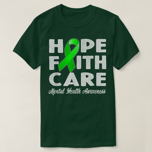 メンタルヘルス用グリーンリボン1511 657 Tシャツ (デザイン正面)