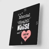 メンタルヘルス看護 – 私の仕事を愛!+ピンクハート スクエア壁時計 (傾斜)