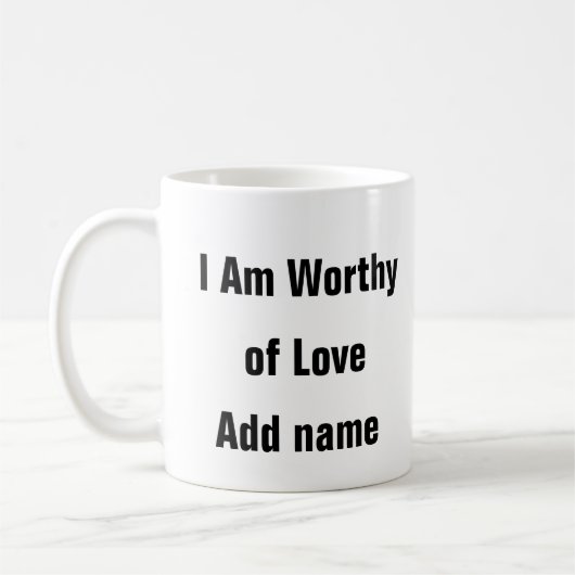 メンタルヘルス私は愛の価値がある自己愛マグカップ コーヒーマグカップ (左)