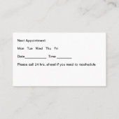 メンタルヘルス精神科医アポイントメントカード 名刺 (裏面)