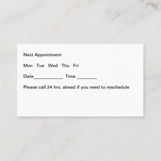 メンタルヘルス精神科医アポイントメントカード 名刺 (裏面)