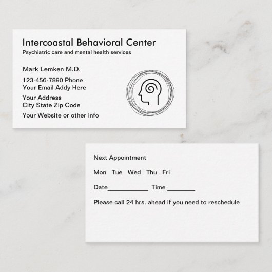 メンタルヘルス精神科医アポイントメントカード 名刺 (正面/裏面)