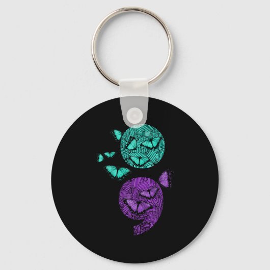 メンタルヘルス自殺認識度セミコロンバーター キーホルダー (正面)