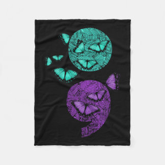 メンタルヘルス自殺認識度セミコロンバーター フリースブランケット