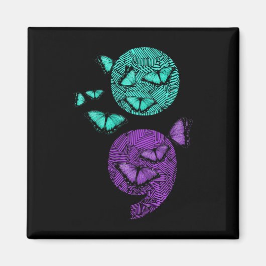 メンタルヘルス自殺認識度セミコロンバーター マグネット (正面)