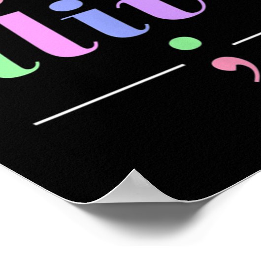 メンタルヘルス認識度がまだ生きているセミコロン雨 ポスター (角)