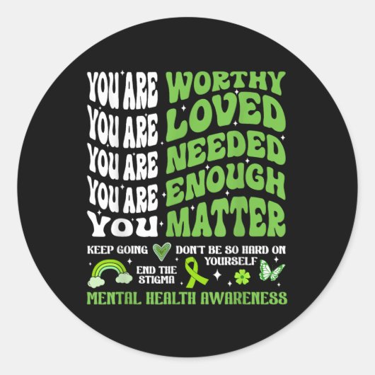 メンタルヘルス認識度のサやる気を起こさせるポート ラウンドシール (正面)