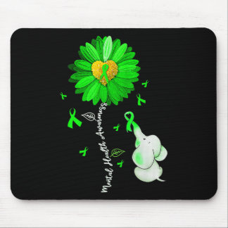 メンタルヘルス認識度ひまわりグリーンリボンエール マウスパッド