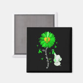 メンタルヘルス認識度ひまわりグリーンリボンエール マグネット (正面/裏面)