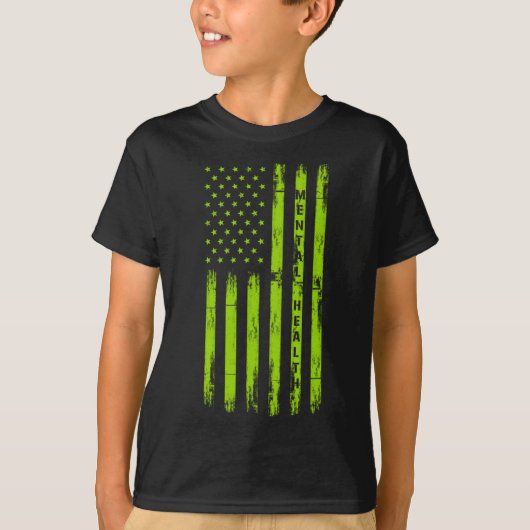 メンタルヘルス認識度アメリカ国旗の軍隊Sup Tシャツ (正面)
