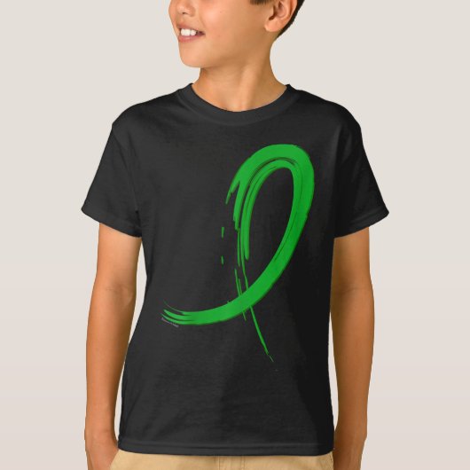 メンタルヘルス認識度グリーングラフティリボン Tシャツ (正面)