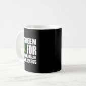 メンタルヘルス認識度グリーンリボンのサポート コーヒーマグカップ (正面左)
