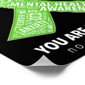 メンタルヘルス認識度サポートリボンワードクラウド ポスター (角)