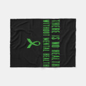 メンタルヘルス認識度シャツ – グリーンリボン フリースブランケット (正面(横))