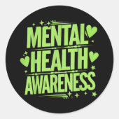 メンタルヘルス認識度ハートスターサポートティーA ラウンドシール (正面)