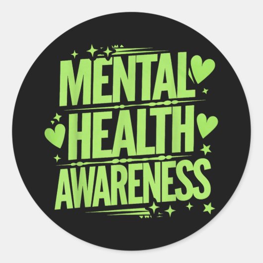 メンタルヘルス認識度ハートスターサポートティーA ラウンドシール (正面)