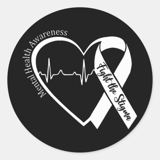 メンタルヘルス認識度ハートスティグマGreと戦う ラウンドシール (正面)