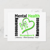 メンタルヘルス認識度ハートバタフライリボン ポストカード (正面/裏面)