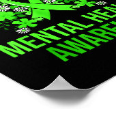 メンタルヘルス認識度バタフライグリーンリボンルーム ポスター (角)