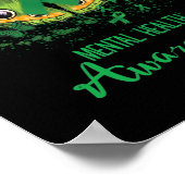 メンタルヘルス認識度バタフライグリーンリボン ポスター (角)