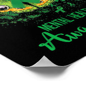 メンタルヘルス認識度バタフライグリーンリボン ポスター (角)