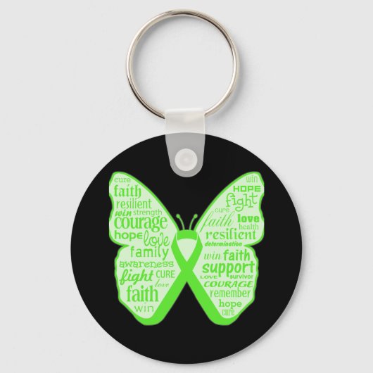 メンタルヘルス認識度バタフライリボン キーホルダー (正面)