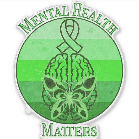 メンタルヘルス認識度メンタルヘルスレトロサンセット シール (正面)