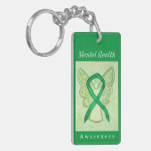 メンタルヘルス認識度リボンエンジェルアートキーチェーン キーホルダー (正面左)
