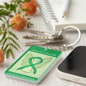 メンタルヘルス認識度リボンエンジェルアートキーチェーン キーホルダー (正面右)