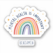 メンタルヘルス認識度レインボーパーソナライズされた シール (正面)