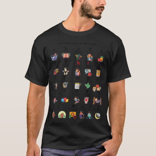 メンタルヘルス認識度対応スキルアルファベットティー Tシャツ (正面)
