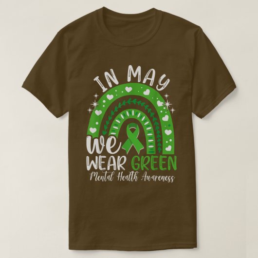 メンタルヘルス認識度月5月We衣服グリーン Tシャツ (デザイン正面)