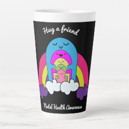 メンタルヘルス認識度Tシャツのサポート カフェラテマグ