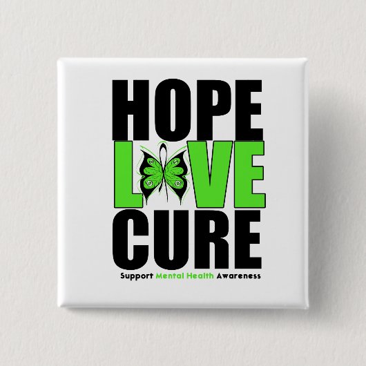 メンタルヘルス – Hope Love Cure 缶バッジ (正面)