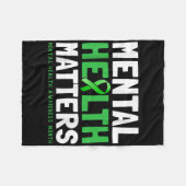 メンタルヘルスSグリーンリボンメンタルヘルスの実現 フリースブランケット (正面(横))