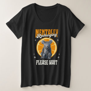メンタルリフレッシュ中のコアラ イントロバートな気分のデザイン プラスサイズTシャツ
