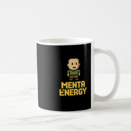 メンターエナジーピクセルゲーマーおもしろグラフィックTシャツ コーヒーマグカップ (右)