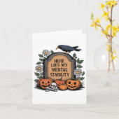 メンツここに私の精神的な安定おかしなハロウィーンがある カード (黄色い花)