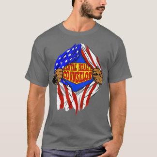 メンテおもしろいすごいィー・ヘルス・カウンセラーのヒーロー仕事 Tシャツ
