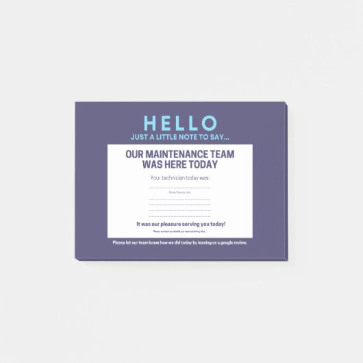 「メンテナンスが来た」 ポストイット (正面)