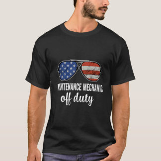メンテナンス技術者のオフデューティ アメリカ国旗 サングラス Tシャツ