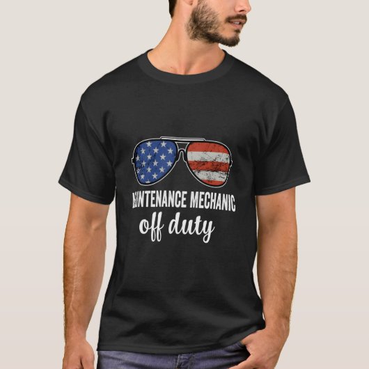 メンテナンス技術者のオフデューティ アメリカ国旗 サングラス Tシャツ (正面)