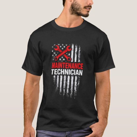 メンテナンス技術者の愛国旗 誇りあるスキル Tシャツ (正面)