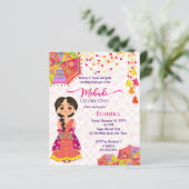 メンディかわいいインディアン花嫁の傘バジェット招待状 (スタンド正面)